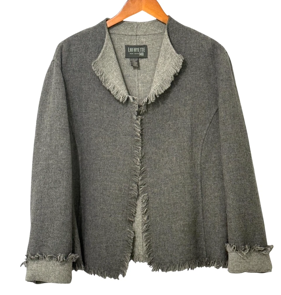 Veste Femme Lafayette 148 En Maille Bouclé Noir Et Blanc - Taille 12, Occasion Très Bon état
