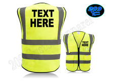 HI VISIBILITY SAFETY VEST CUSTOM TEXT LOGO PRINT FRONT BACK UNISEX