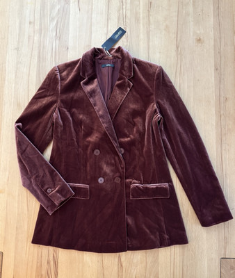 Neu Esprit Collection Hochwertiger Stretch Samt Jacke Blazer Anzug Gr.44 Weinrot