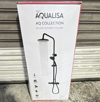 Aqualisa AQ Collection Thermostatic 2-Head Round Shower Column Matt Black