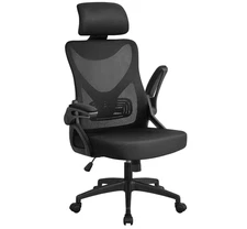 High Back Desk Chair with Flip-up Armrest and Headrest for Home Office
