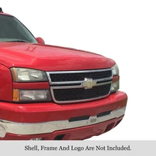 For Chevy Silverado 3500 Classic 07 Top Bumper Grille 2-Pc Black 8x6 mm