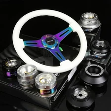 NRG 181H HUB+GOLD CHROME GEN2.0 QUICK RELEASE+3"DISH IRIDIUM STEERING WHEEL GLOW