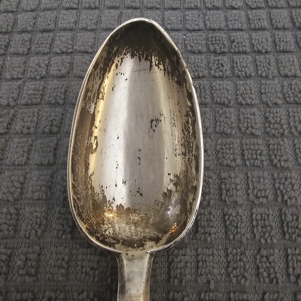 Антикварная русская императорская серебряная 84-дюймовая большая сервировочная суповая ложка 1861 г. 8,75 дюйма - Изображение 3 из 4