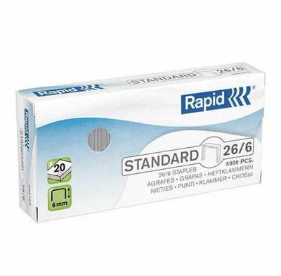 Rapid 26/6 mm Standard Heftklammern, zum Heften von bis zu 20 Blatt