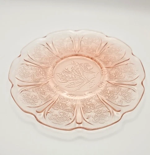 Pink Depression Glass Cherry Blossom Saucer Vintage Jeanette