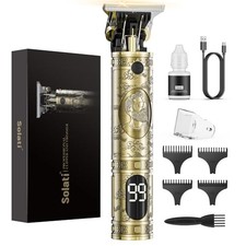 Hair Clippers for Men Cordless Professional Beard Trimmers with LCD Gold