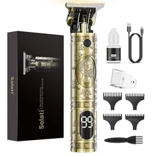 Hair Clippers for Men Cordless Professional Beard Trimmers with LCD Gold