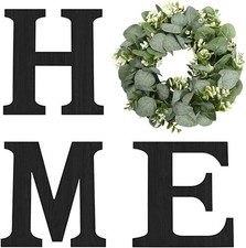 Wood Home Sign Artificial Eucalyptus Wreath O Hanging Farmhouse Wall Decor