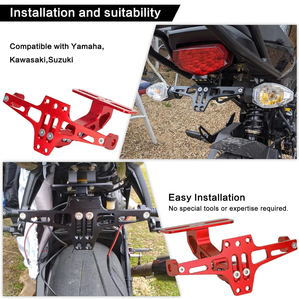 Soporte universal para placa de matrícula ordenado cola de motocicleta eliminador de guardabarros luz LED Foto 4 de 4