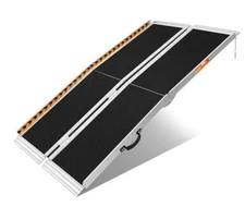 FACHNUO 5FT Portable Wheelchair Ramp Folding Aluminum Non-Slip 800LB Capacity