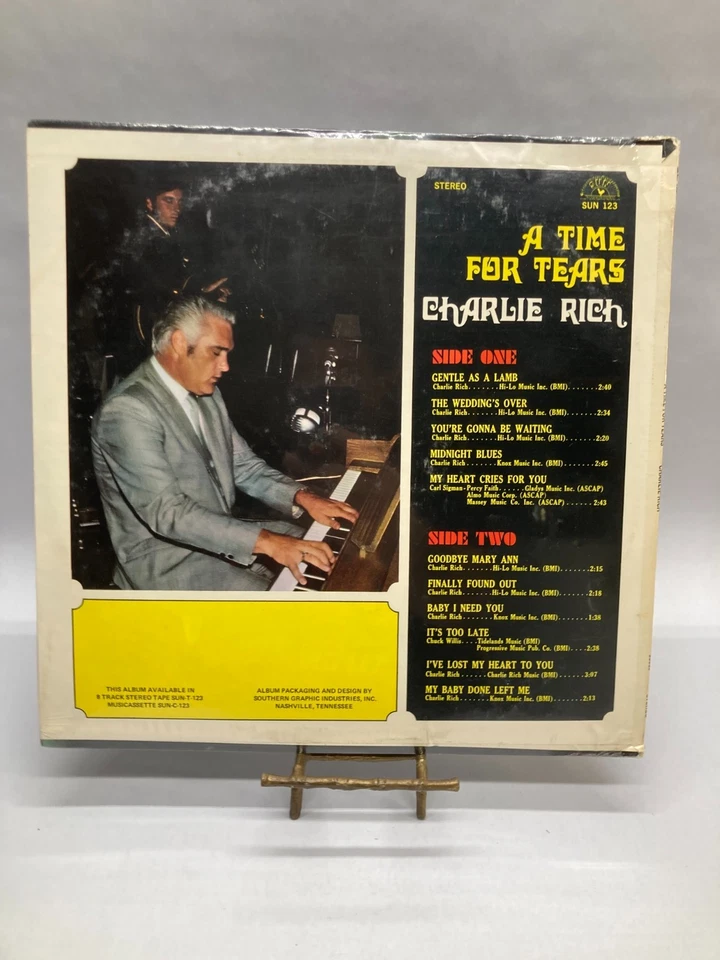 Charlie Rich A Time For Tears Vintage Vinyl LP 1970 Sun Record SUN -123 - Image 3 of 4