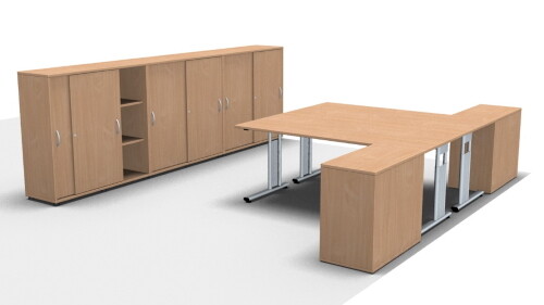Büromöbel Set Komplettbüro G7 Empfang Stehtheke Doppelarbeitsplatz Rezeption - Bild 6 von 8