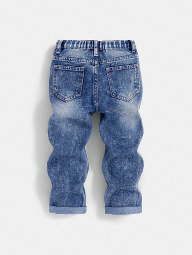 Jean Rasgado Pantalones Mezclilla Para Niños Elegantes Vaqueros Pantalón Azul - Picture 2 of 9