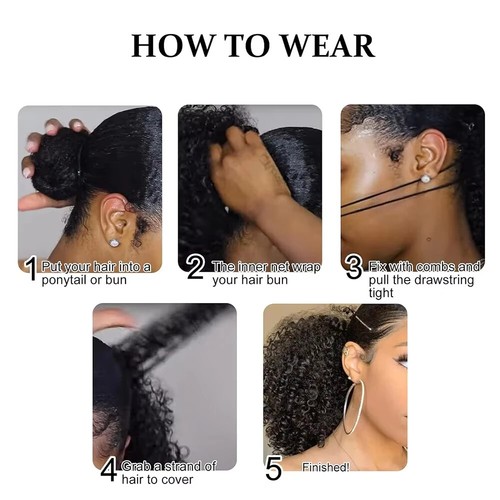 Kinky Curly Drawstring Ponytail Human Hair Extension 12A Brazilian Virgin Hair - Picture 10 of 18