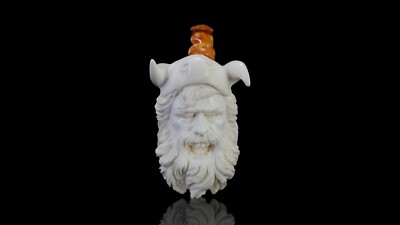 Erdogan Ege Angry Viking Head Pipe New Block Meerschaum Handmade W Case#1031