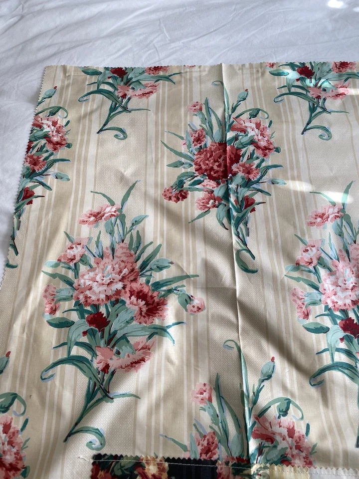 Vintage Duralee Fabric Sample 25” X 33” Chintz Floral Stripe - Image 3 of 4