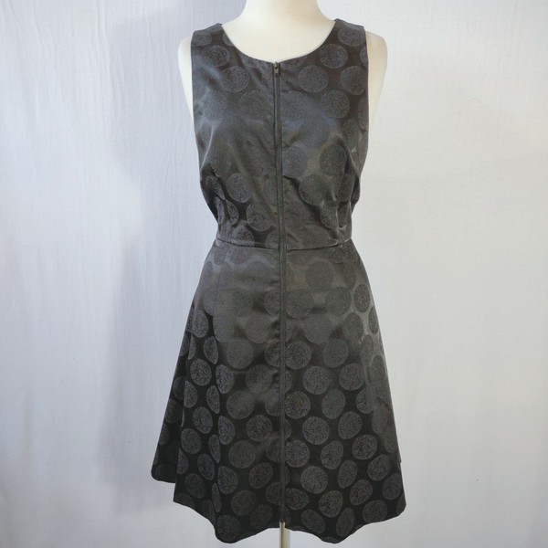 Portmans Womens Size 14 Black A Line Dress Sleeveless Circle Print Dark Academia