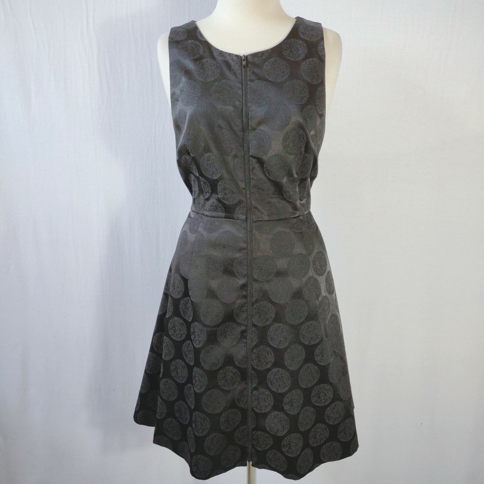 Portmans Womens Size 14 Black A Line Dress Sleeveless Circle Print Dark Academia