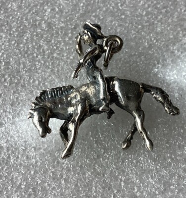 Atemberaubender Rodeo oder Bucking Cowboy Silber Charm Sterling - PORTOFREI!