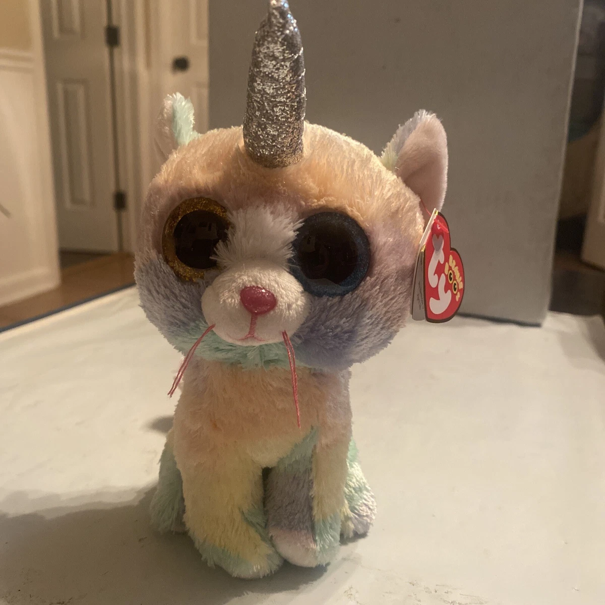 TY 2021 Beanie Boos HEATHER the Unicorn Cat TySilk Multi color Bp