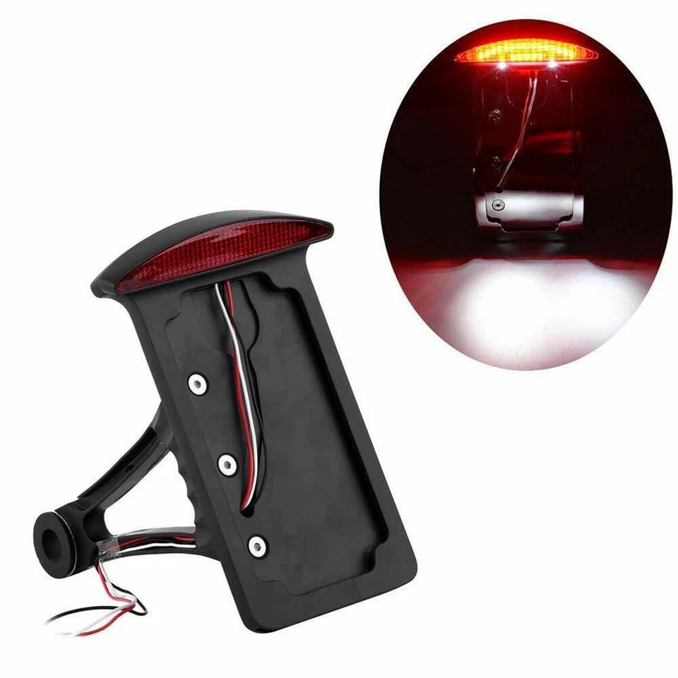 Soporte de matrícula de montaje lateral vertical soporte luz trasera para Harley personalizado Foto 2 de 4