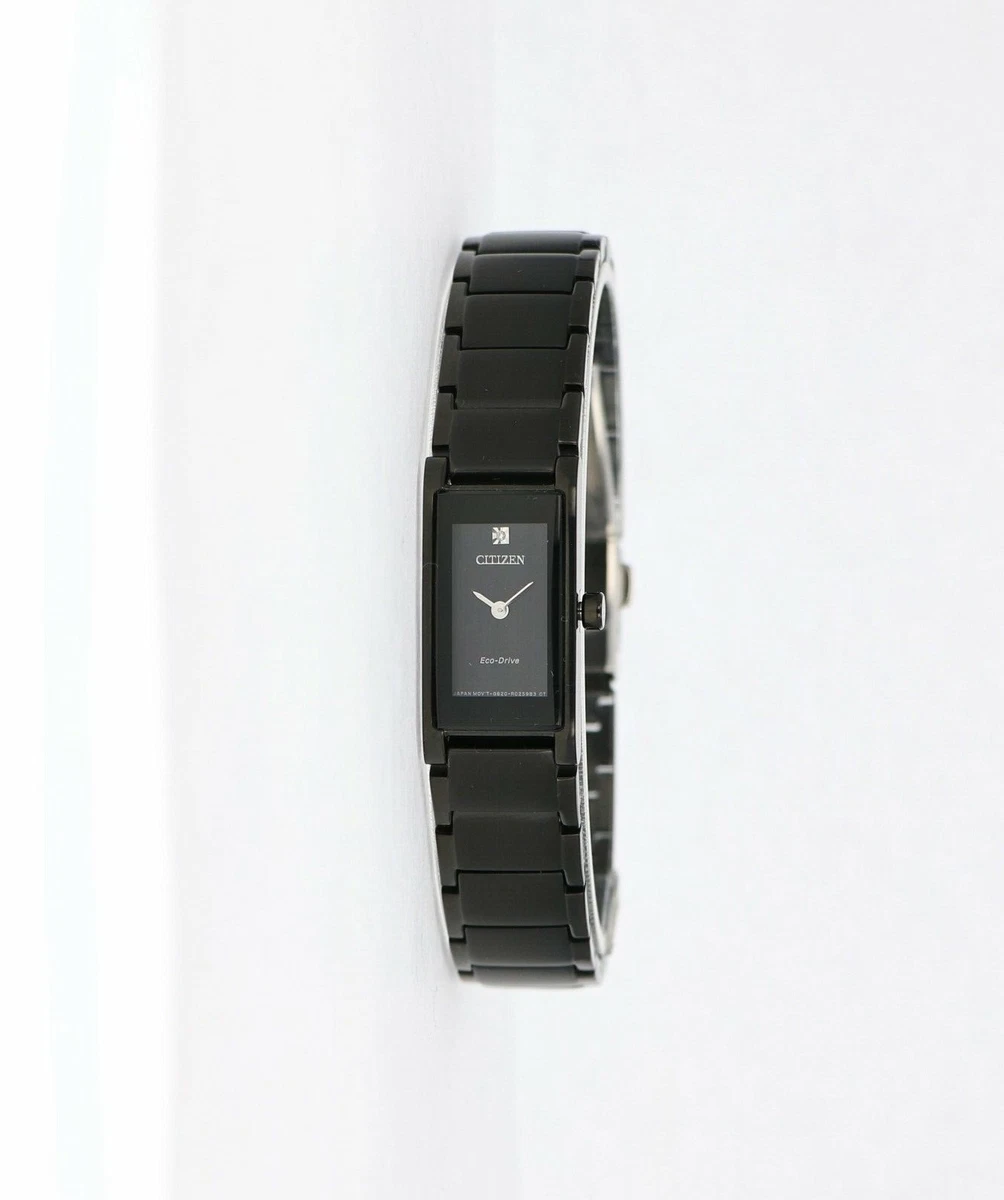 Citizen Eco Drive Women s Axiom Rectangle Black Dial Watch 15MM