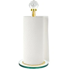 Sparkling Crystal Glass Paper Towel Roll Holder, Kitchen Tissue Dispenser Stand