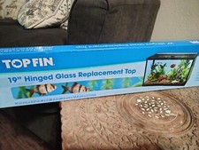 Top Fin 19" Hinged Glass replacement top aquarium fish tank 19.53" x 9.37"x0.28"