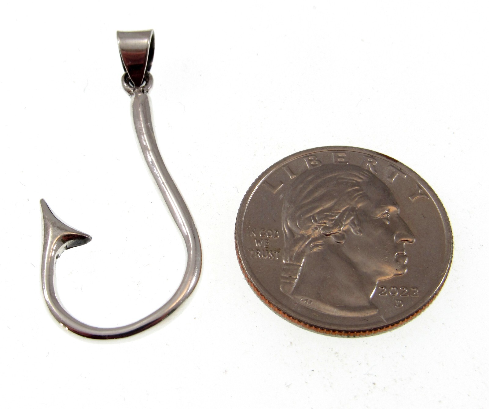 Handcrafted Solid 925 Sterling Silver Barbed J Hook Fish Hook Pendant