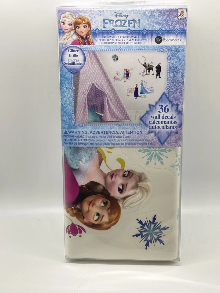 Paquete de 2 calcomanías de pared adhesivas RoomMates Disney Frozen Family Anna Elsa Olaf Foto 2 de 4