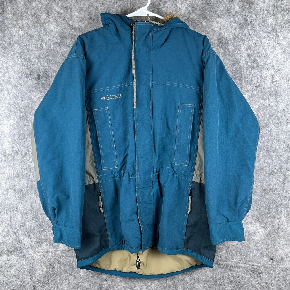 Columbia Jacket Mens Small Blue Full Zip Sherpa Lined Hooded Outdoor Nylon  | eBay