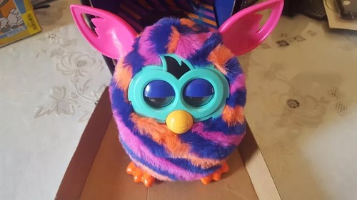 Furby Boom 2013 5" Interactive Electronic Toy APP Diagonal Stripes Orange Blue - Picture 6 of 11