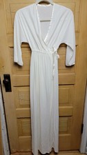 Gilead Robe Woman s Size Small White Pin Striped Silky Nylon Wrap Vintage