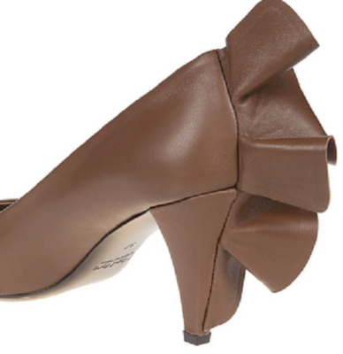 New MAX MARA Viola Ruffled Tobacco Nappa Point Toe Pumps Italy Size 36.5  ($725)