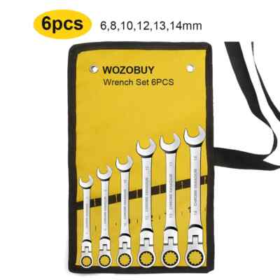 Ratcheting Combination Wrench Set,6-23mm Metric Flex Head Wrench,Spanner withBag