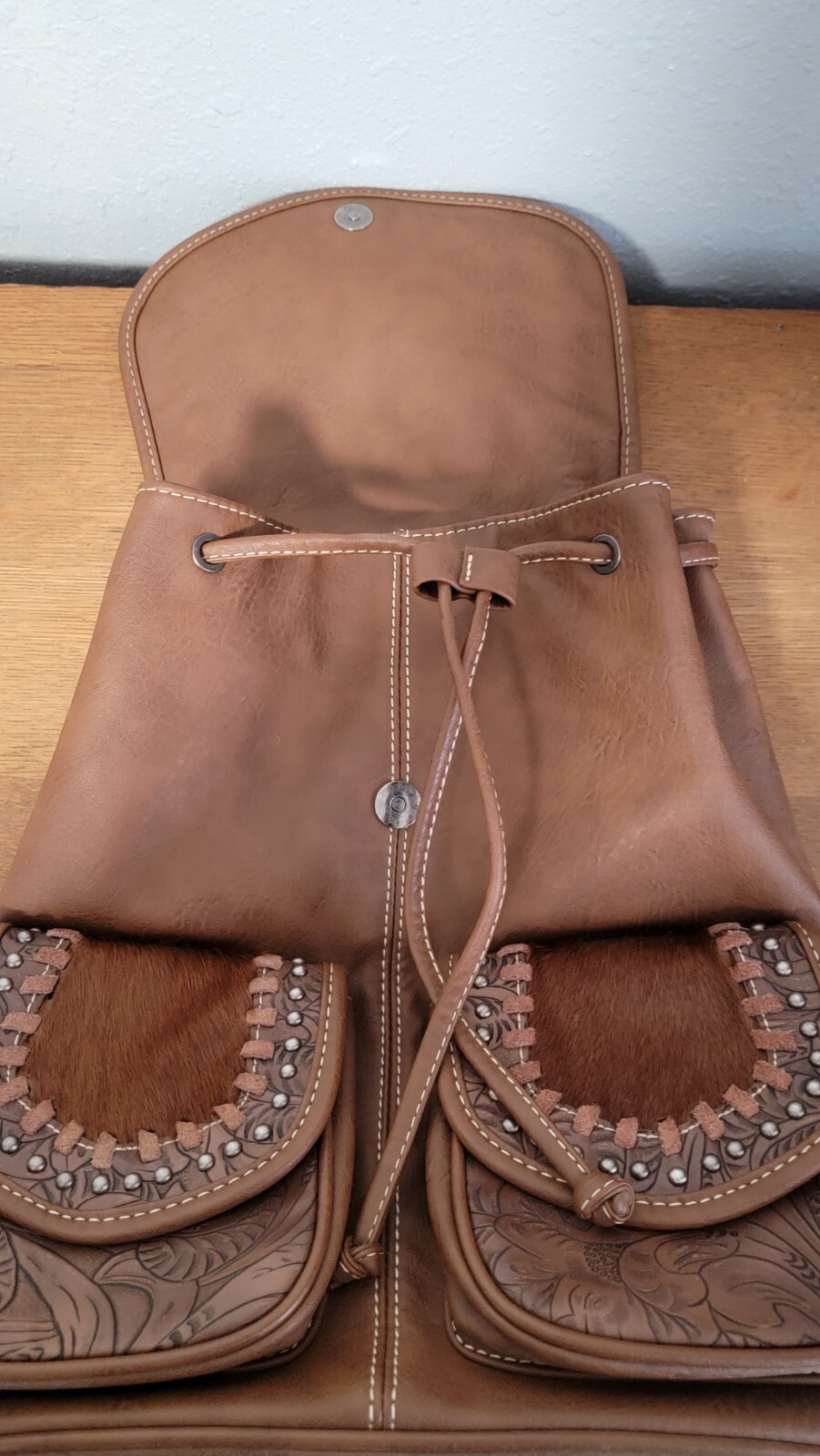 Trinity Ranch Backpack Western + Tooled Leather L… - image 3