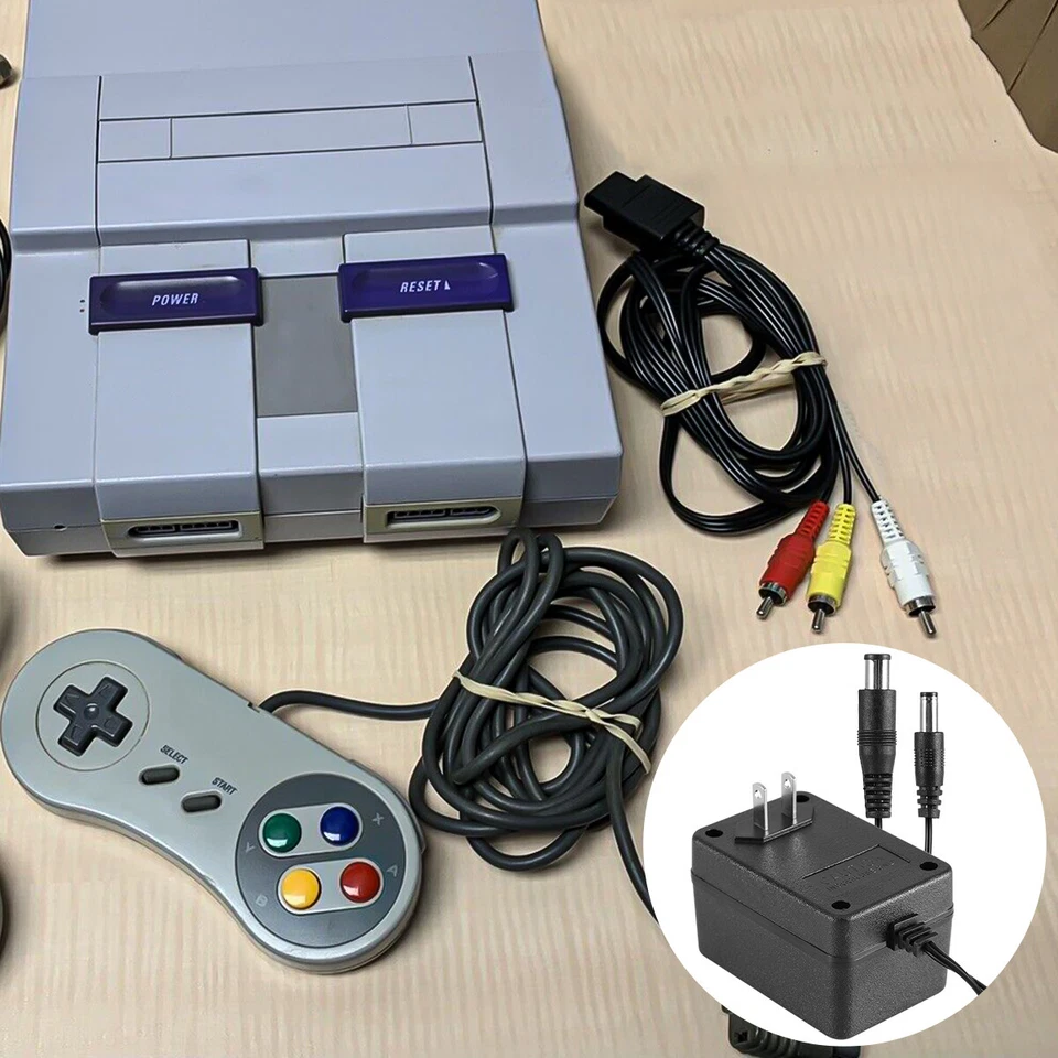 Audio AV RCA+AC Cable Power Supply Adapter Cord For Super Nintendo SNES Game Set - Image 4 of 4