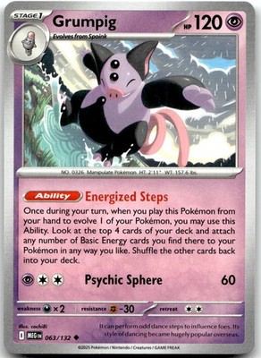 Pokemon Grumpig Mega Evolution MEG #063/132 Uncommon NM QUANTITY SALE!