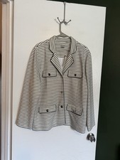 NWT chicos black and white striped knot jacket silver buttons size 20/22