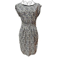 Emily and Fin Floral Cap-Sleeve Sheath Dress in Black Pink Yellow Accents sz 6