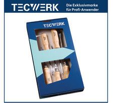 TECWERK Schraubendrehersatz 5-teilig Schlitz/PH Holzgriff Rundklinge mit 6-Kant-