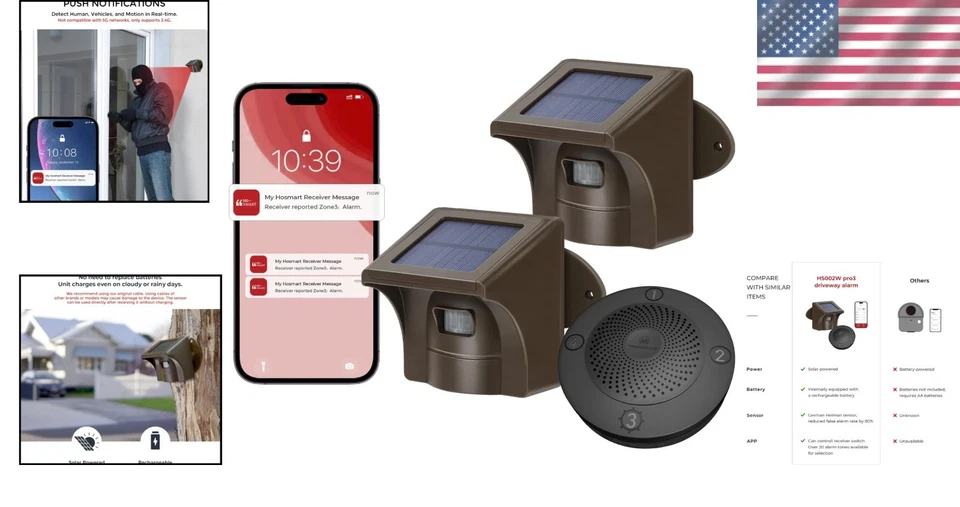 Alarma Solar Inalámbrica de Entrada con Largo Alcance y Notificaciones de App para Seguridad Foto 2 de 4