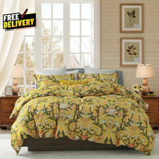 King Duvet Cover Set 3 Pieces Cotton Floral Bedding with Zipper Closure 104x90  
