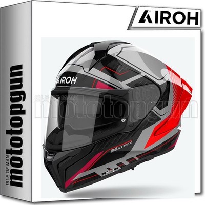 AIROH FULL FACE MOTORCYCLE HELMET MATRYX MXRK55 ROCKET GLOSS RED M