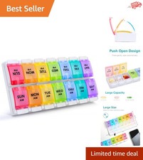 Effortless AM PM Pill Organizer - Durable, Large Capacity Detachable Sections