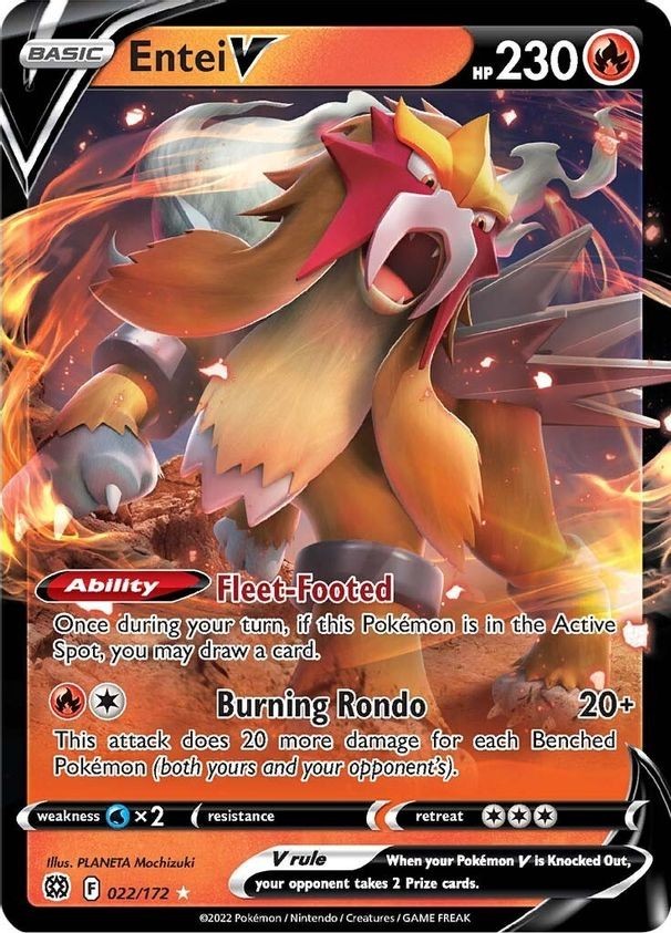 Entei V - 022/172 - Pokemon Brilliant Stars Sword & Shield Ultra Rare Card NM