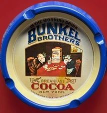 Vtg Tin Bunkel Brothers Breakfast Cocoa Ashtray Made In England Good Condition