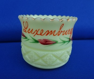 UG Uranium HEISEY Custard Glass Sugar Bowl - Souvenir LUXEMBURG Wisconsin Wis