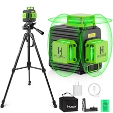 Laser Level 360 Self Leveling with 47" Tripod, 3x360° High Brightness Green L...